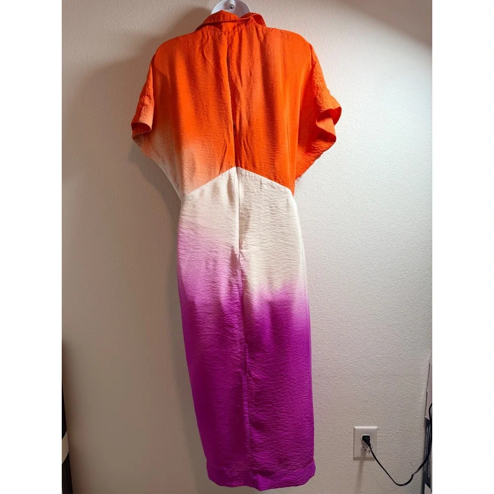 Anthropologie Orange Cream Purple Ombre Midi Dress - Picture 2 of 12